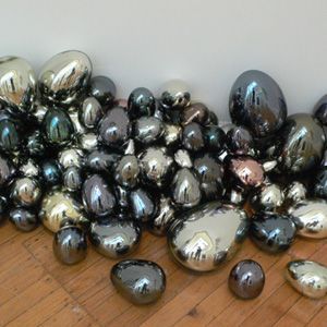 mirrored blown glass 'eggs' in many colors 
