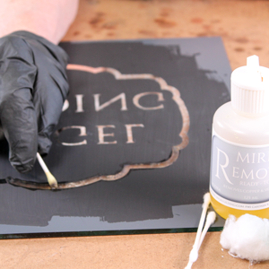 Using Mirror Remover and a cotton swab to remove mirroring in the Fine Line Silver Removal Process