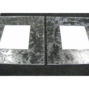 Examples of Glue Chipped Glass awaiting the mirroring process